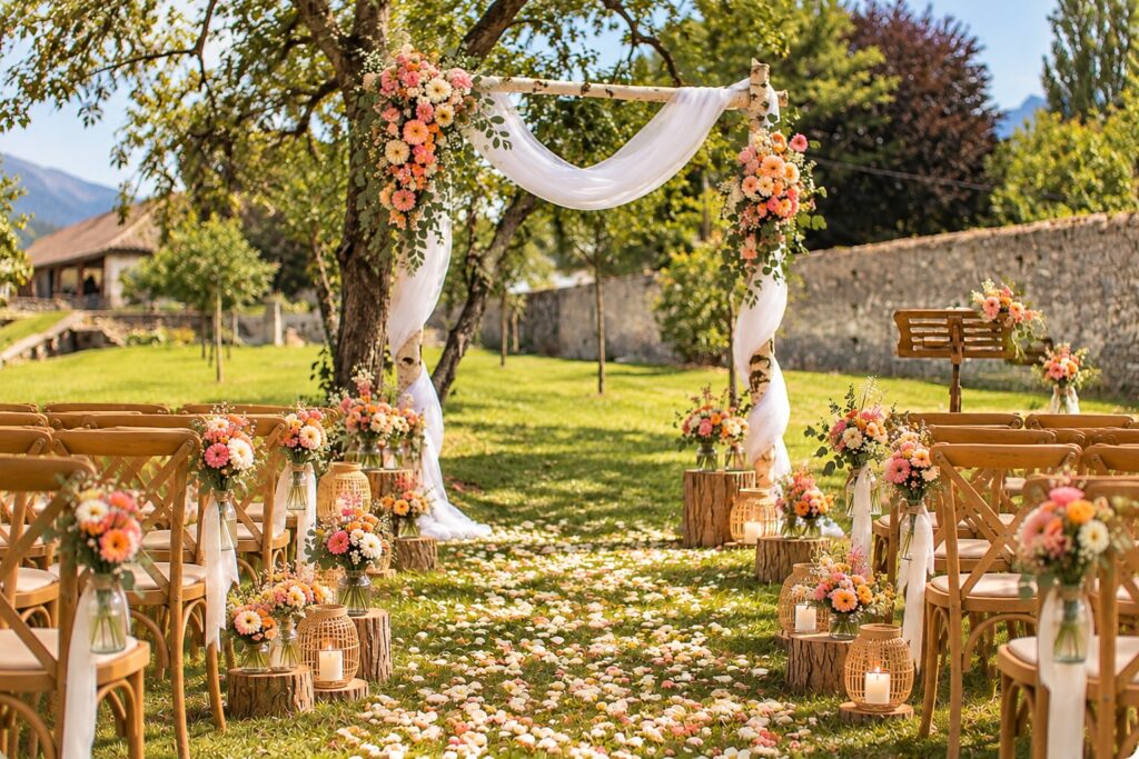 decoration mariage à la ferme de gy decoration de la cérémonie colorée