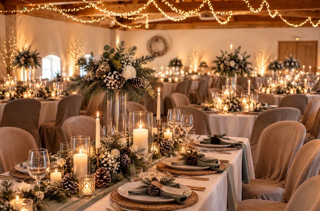 decoration marriage à la ferme de gy décoration florale des tables hiver