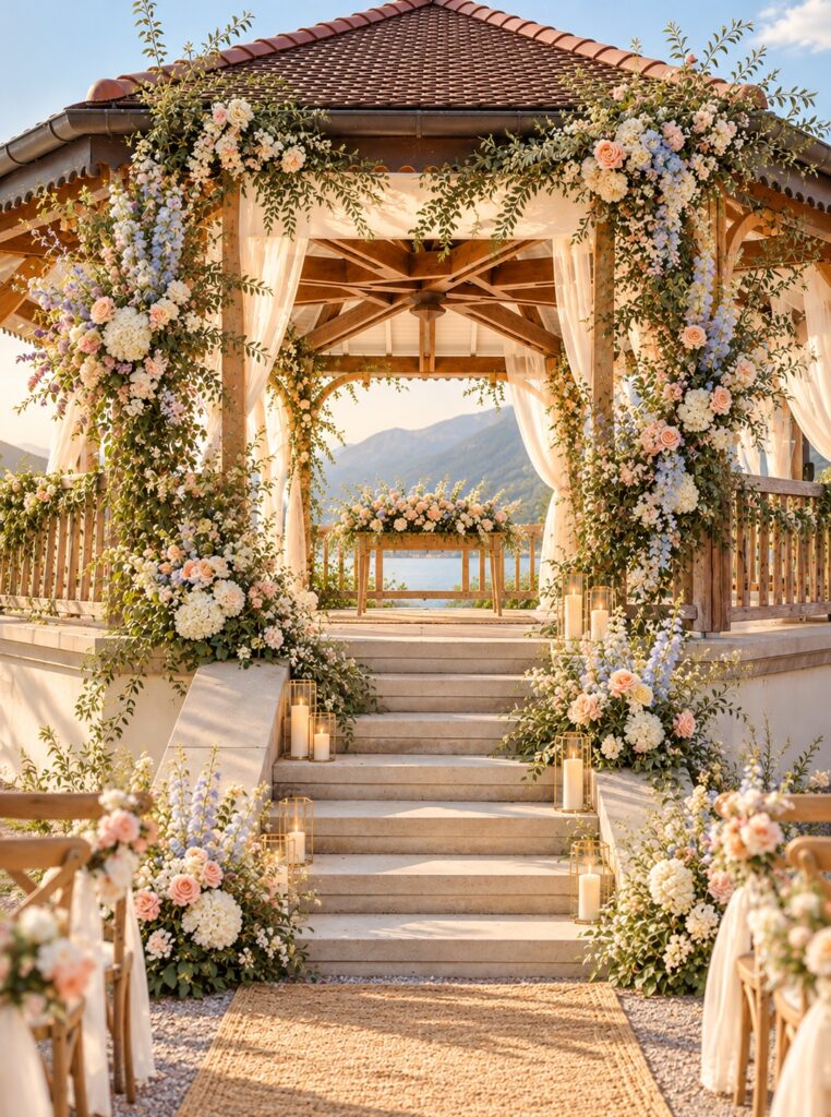 decoration mariage ceremonie palace de Menthon Saint Bernard