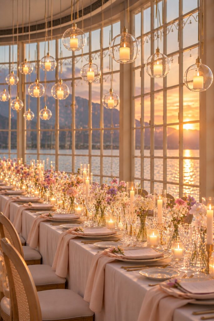 décoration florale des tables mariage palace de menthon
