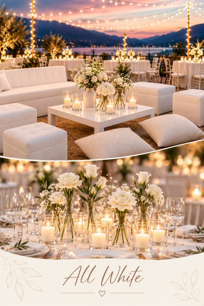 location decoration mariage haute Savoie et Annecy thème tout en blanc