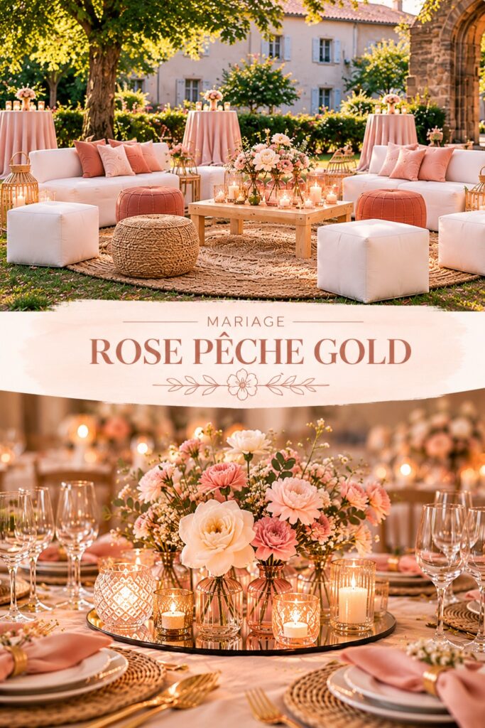 location décoration mariage Haute Savoie et Annecy rose gold et pêche
