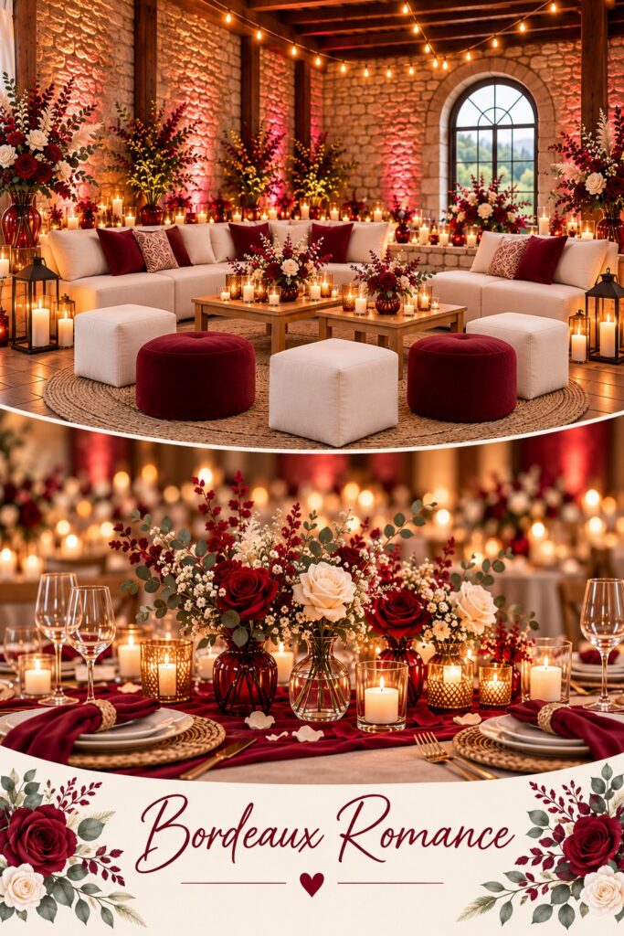 location décoration mariage Annecy et en Haute Savoie thème bordeaux