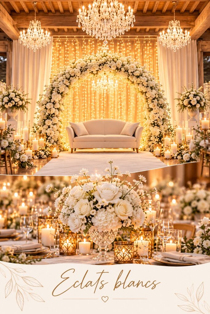 location décoration mariage en Haute Savoie et Annecy thème éclats blancs